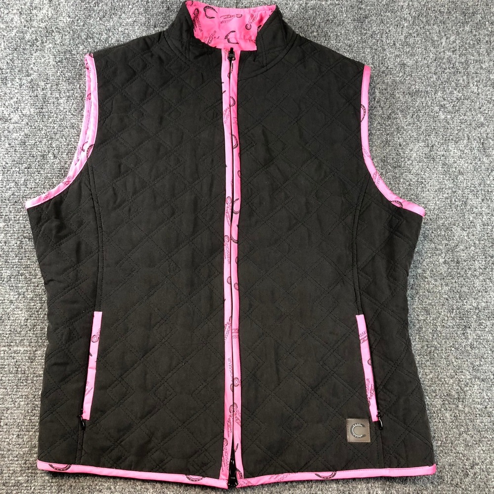 Connoisseur Equestrian Collection Vest Quilted Black Pink‎ Sleeveless